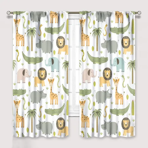 Vista 9 de YCness Cortinas para niños y niñas, diseño de animales de la selva, bosque de otoño, dibujos animados, ciervos, conejos, zorros, búhos, cortinas
