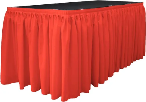 Vista 42 de LA Linen Falda de mesa de popelina de poliéster para mesas rectangulares, tela plisada para banquetes de boda, 14 pies por 29 pulgadas de largo