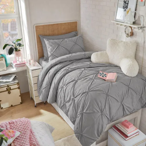 Vista 10 de Maple&Stone Juego de edredón tamaño Queen color beige, 7 piezas en una bolsa, juegos de ropa de cama con edredón, sábanas, fundas de almohada
