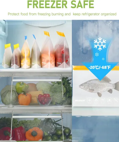 Vista 4 de IDEATECH Paquete de 12 bolsas de almacenamiento de alimentos aptas para lavavajillas, bolsas de congelador sin BPA, bolsas reutilizables