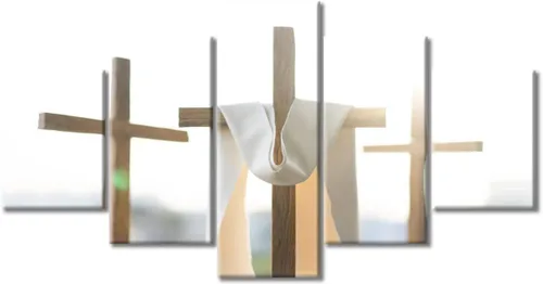Vista 101 de TUMOVO Decoración de pared de iglesia cristiana de 3 paneles, imágenes de la resurrección de Jesús para sala de estar, dormitorio, cocina