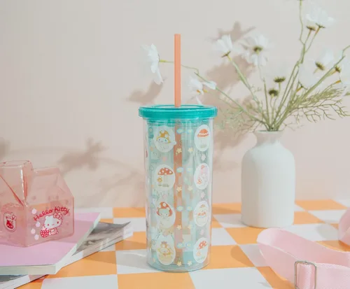 Vista 7 de Silver Buffalo Sanrio Hello Kitty and Friends - Taza de plástico para carnaval con tapa resistente a derrames y popote reutilizable, capacidad