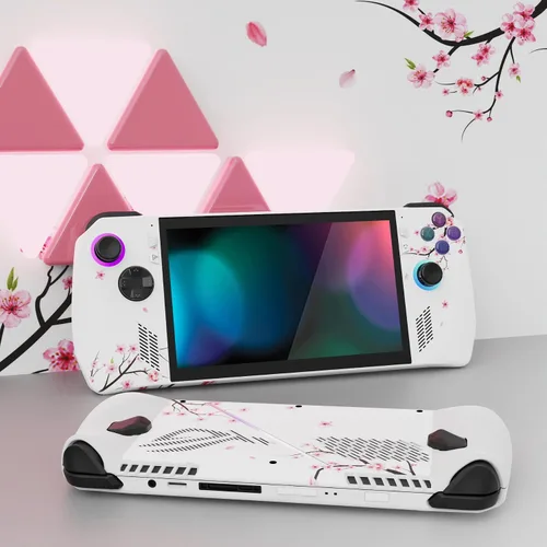 Vista 2 de PlayVital Juego de 2 calcomanías protectoras para ROG Ally, calcomanías personalizadas de vinilo para consola de juegos portátil ROG Ally, flor
