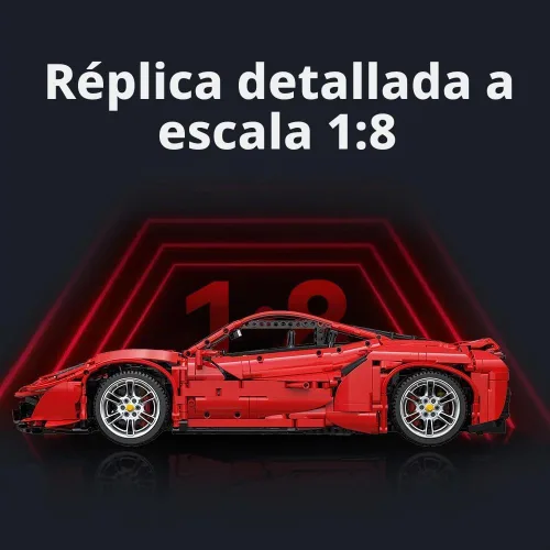 Vista 3 de CaDA Master C61042W Kit de Construcción de Super Coche, Coche de Control Remoto MOC, Juego de Bloques de Coche de Escala Coleccionista RC 1:8