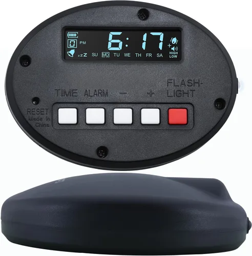 Vista 9 de Coolfire Reloj despertador vibratorio alimentado por baterías, recargable para adultos y adolescentes, reloj despertador agitador de cama