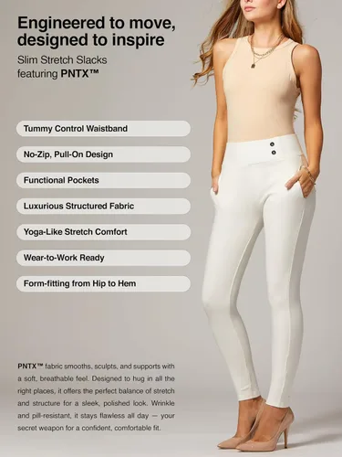 Vista 2 de Conceited Stretch Slacks for Women - Wear to Work - Tummy Control - Slim Leg - Pockets - Ponte - (Available in Plus Size)