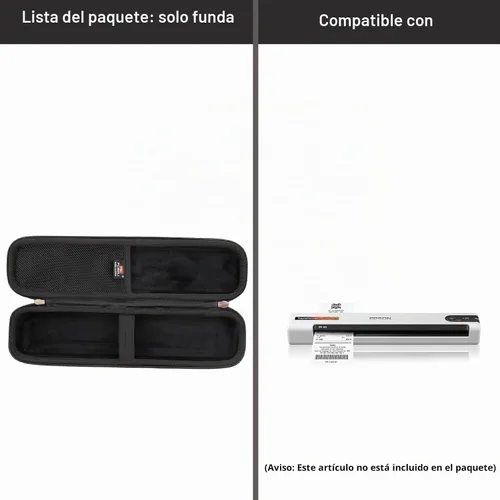 Vista 5 de FBLFOBELI Estuche rígido EVA para escáner portátil Epson Workforce ES-50 ES Negro
