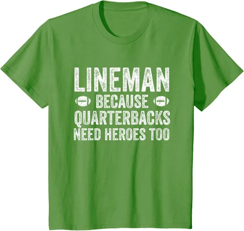 Vista 63 de Lineman Because Quarterbacks Need Heroes Camiseta de fútbol linieros S Negro
