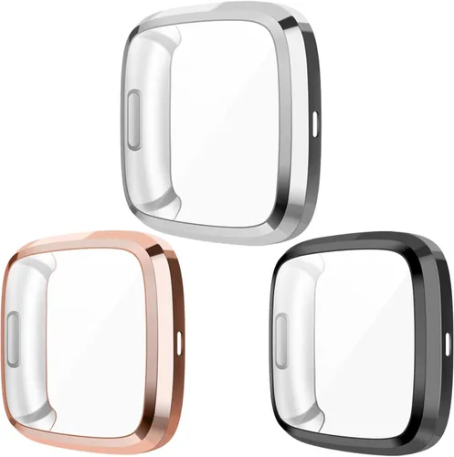 Vista 13 de Wepro Funda protectora de pantalla compatible con reloj inteligente Fitbit Versa 2, paquete de 3 fundas de TPU suave chapado en poliuretano