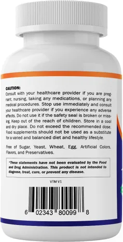 Vista 9 de Vitamina B1 500 mg (mononitrato de tiamina), 120 cápsulas (paquete de 2) High Potency B1, Supports Nervous System Health and Energy Metabolism*