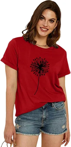 Vista 3 de Cicy Bell - Camiseta de manga corta para mujer, de verano, estampada con lindo gráfico de diente de león