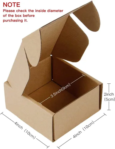 Vista 2 de RUSPEPA Sobres de cartón corrugado reciclables de papel Kraft, caja de cartón pequeña perfecta para envío, embalaje, regalos, manualidades, 4 x 4 x