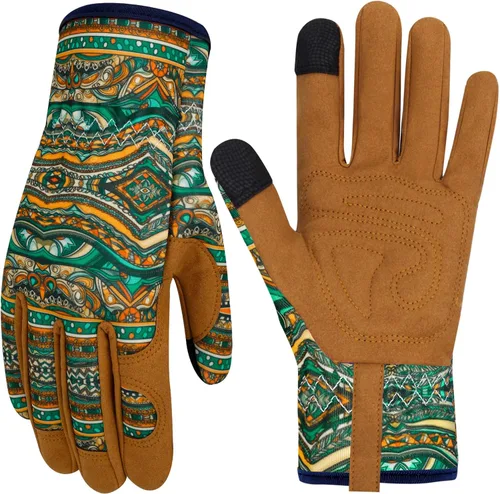 Vista 34 de Guantes de Jardinería de Cuero MERTURN para Mujeres, Guantes de Jardín a Prueba de Espinas, Guantes de Trabajo Compatibles con Pantalla Táctil