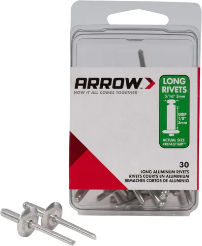 Vista 13 de Arrow RLA3/16 Remaches largos de aluminio de 3/16 pulgadas, paquete de 12, gris