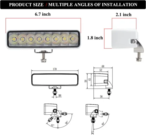 Vista 4 de RGBW - Luz LED para esparcidor de barcos, luces marinas impermeables para muelle de cubierta, 2 barras de luz de inundación de 6.7 pulgadas