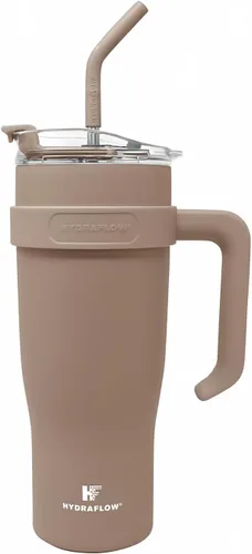 Vista 9 de HYDRAFLOW Capri - Vaso de 20 onzas con popote – Vaso aislado al vacío de triple pared – Vaso aislado al vacío – Vaso de acero inoxidable – Vaso