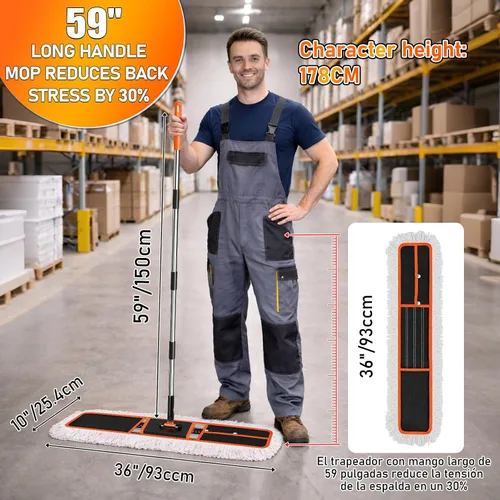 Vista 2 de 36" Commercial Dust Mop: Janitor Mop for Floors Cleaning