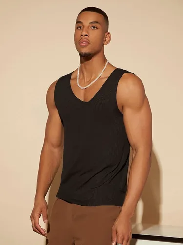 Vista 5 de GORGLITTER Camiseta sin mangas con capucha y cordón para hombre, con estampado gráfico de letras