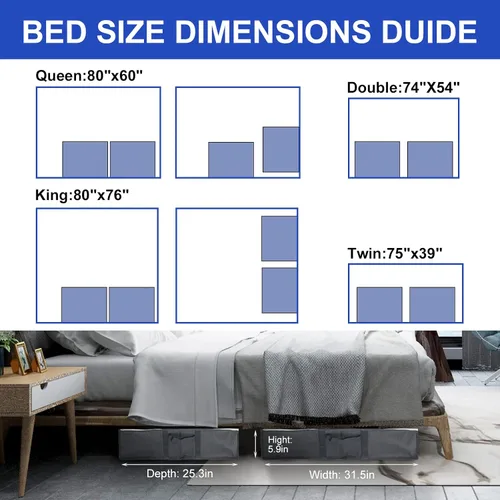 Vista 5 de Surblue Organizador de almacenamiento de zapatos debajo de la cama, solución de almacenamiento de zapatos debajo de la cama, 2 cremalleras de metal