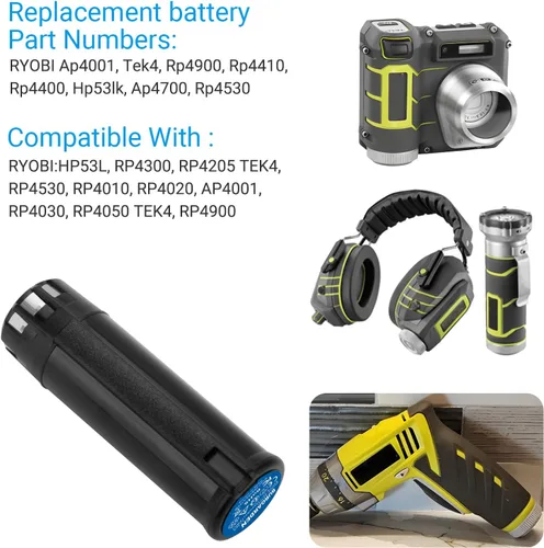 Vista 7 de Batería de iones de litio de 3500mAh 4V compatible con RYOBI AP4001 AP4302 AP4700 CSD42l RGS410 RLP416 RP4020 RP4300 RP4400 RP4520 RP4530 RP490