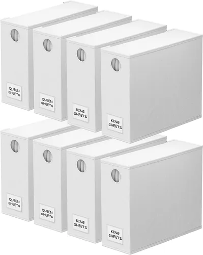 Vista 9 de SpaceAid Paquete de 3 Organizadores de Sábanas y Almacenamiento, Organizador de Armario de Ropa de Cama Plegable, Guardador de Juegos de Sábanas
