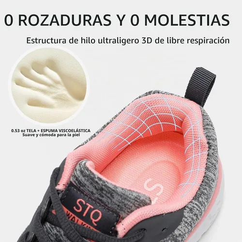 Vista 4 de STQ Zapatos de senderismo para mujer, zapatos de tenis ligeros con cordones