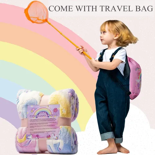 Vista 7 de Manta de unicornio que brilla en la oscuridad para niñas, regalos de unicornios, juguetes para niñas, manta suave para edades de 2, 3, 4, 5, 6, 7