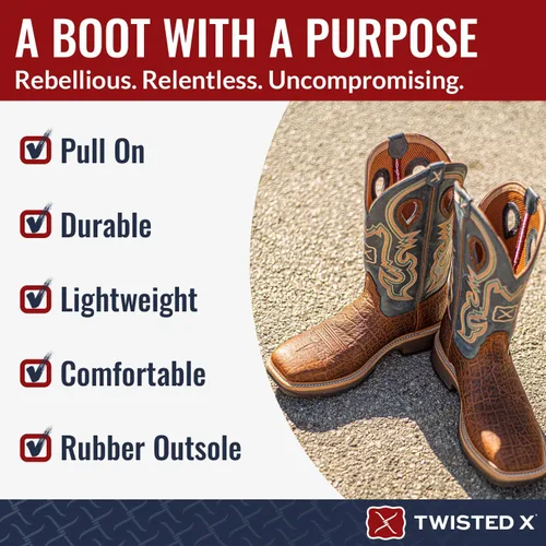 Vista 5 de Twisted X Botas de trabajo occidentales de 12" para hombre, puntera de acero