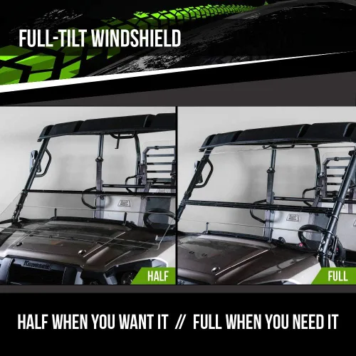 Vista 3 de Parabrisas UTV inclinable compatible con modelos Kawasaki Mule Pro FX/DX Series 2015+ - Resistente a los arañazos de 1/4 pulgadas