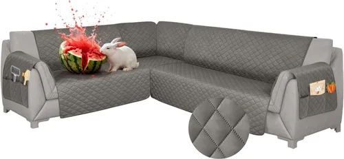Vista 42 de Fundas para sofá modular, impermeables, 6 piezas, fundas de sofá en forma de L, lavables, antideslizantes, fundas para sofá seccional, suaves