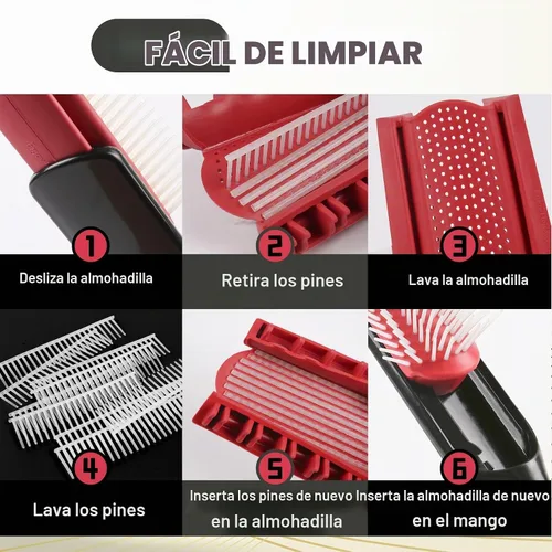 Vista 6 de 2 cepillos de pelo para mujeres y hombres, cabello rizado, húmedo o seco, 9 filas y 5 filas, cepillos clásicos para cabello grueso natural