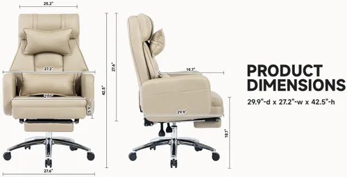 Vista 8 de Office Executive Chair,Computer Gaming Office Chair, High Back Adjustable Managerial Home Desk Chair, Swivel Computer PU Leather Chair with Lumbar