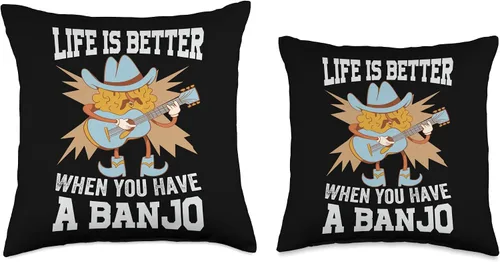 Vista 3 de Life Is Better When You Have A Banjo - Country Music Throw Pillow
