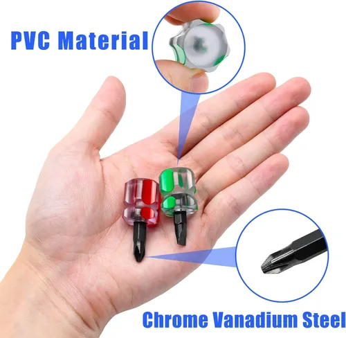Vista 4 de 2 destornilladores para máquina de coser, destornillador Phillips de 0.236 in y puntas de cabeza plana, juego de destornilladores rechonchos