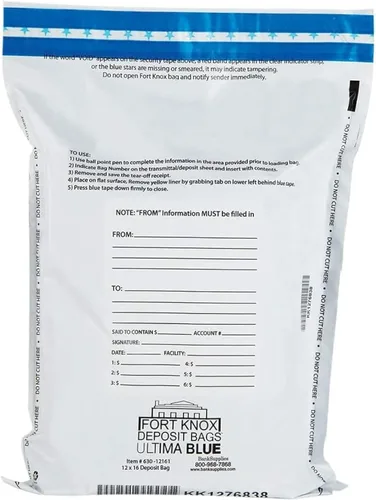 Vista 8 de BankSupplies Ultima - Bolsas de seguridad a prueba de manipulaciones azules – 9 x 12 pulgadas – Bolsas de seguridad blancas opacas – Cierre