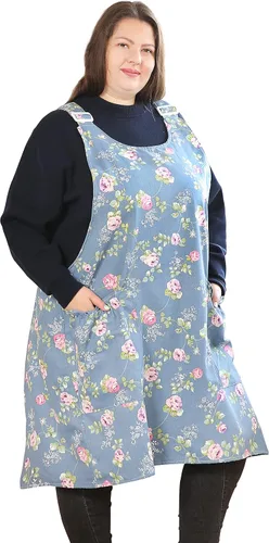 Vista 45 de Delantales grandes de talla grande para mujer con bolsillos de algodón y lino para hornear cocina