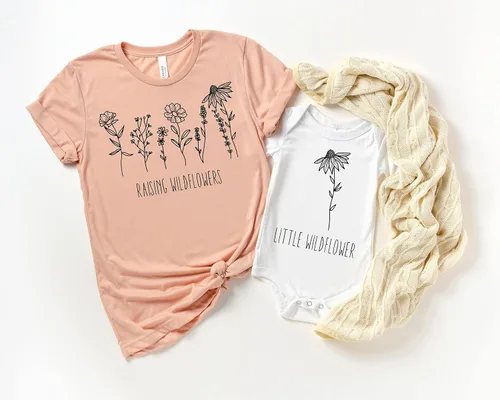 Vista 2 de Raising Wildflowers Shirt, Little Wildflower Shirt,Matching Mommy And Me Shirt,Mothers Day Shirt,New Mom Tshirt,Mom And Baby Shirt