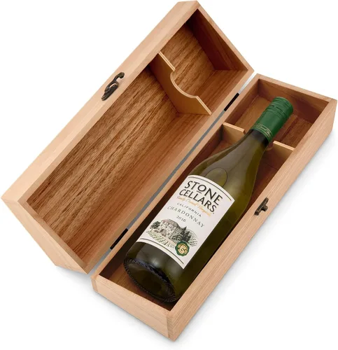 Vista 4 de Weddingstar Caja de regalo de vino de madera grabada personalizada con tapa - Blush Blooms