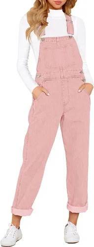 Vista 7 de luvamia - Overol de mezclilla ajustable y elástico para mujer, con pechera, jeans, pantalones, jumpsuits A1 Cody Blue