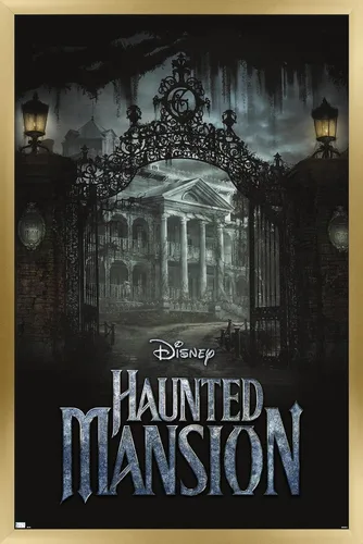 Vista 14 de Disney Haunted Mansion - Póster de pared de mansión, 22.4 pulgadas de largo x 14.7 pulgadas de ancho, versión enmarcada de madera de granero