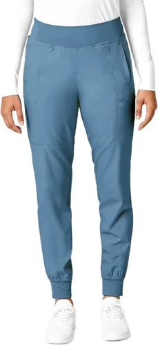 Vista 15 de Pantalón de hospital para mujer con cintura cómoda y estilo jogger, rojo, talla S Negro