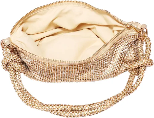 Vista 5 de Bolsos de noche con diamantes de imitación para mujer, elegante bolso de noche brillante de cristal, Moda