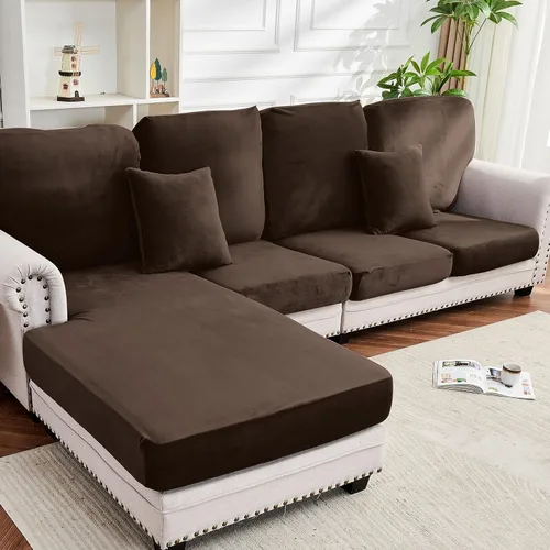 Vista 90 de Funda para Sofá de Terciopelo Elástico Funda de Cojín de Sofá 1 Pieza - Funda Elástica Lavable para Asiento o Respaldo, Fundas de Asiento para Sofás