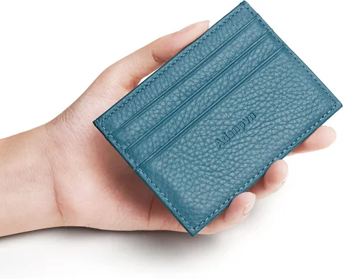 Vista 27 de Cartera de tarjeta de crédito de cuero genuino, billetera minimalista, inserciones de billetera delgada, 003, Estuche para tarjetas de crédito