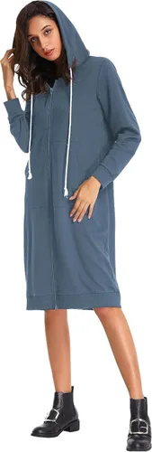 Vista 3 de GRACE KARIN - Sudadera casual con capucha para mujer, con bolsillos y cremallera, estilo túnica