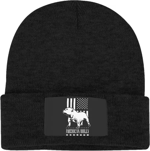 Vista 3 de V LONVOY American Flag Bully - Gorro de punto de invierno para hombres y mujeres, gorro de punto acanalado para uso diario, Negro, talla única