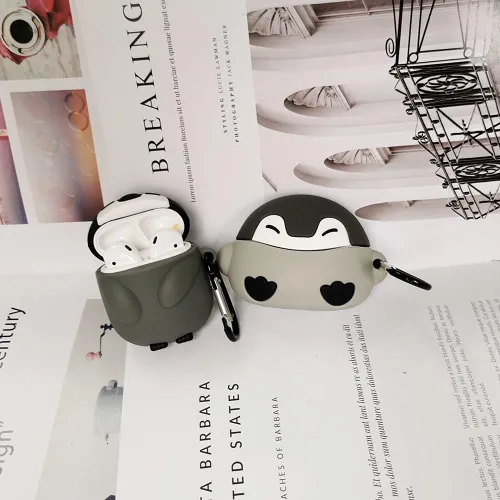 Vista 6 de Funda compatible con Airpod Pro 2019 Gen Penguin, silicona Kawaii divertida linda caricatura 3D diseño animal elegante para hombres y mujeres, funda