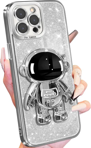 Vista 19 de Buleens Funda para iPhone 11 Pro Max Astronauta, Fundas Transparentes para iPhone 11 ProMax con Papel con Purpurina y Soporte de Astronauta, Mujeres