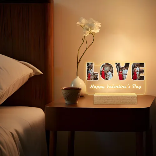 Vista 2 de Regalos de fotos personalizados para novio, novia, mujer, pareja, marcos de fotos personalizados, placa acrílica, luz nocturna para mejor amigo