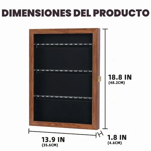 Vista 3 de 36 Souvenir Tea Spoon Vitrina de madera maciza Gabinete con puerta bloqueable Acabado de nogal